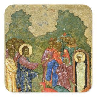 The Raising of Lazarus, Russian icon Square Sticker