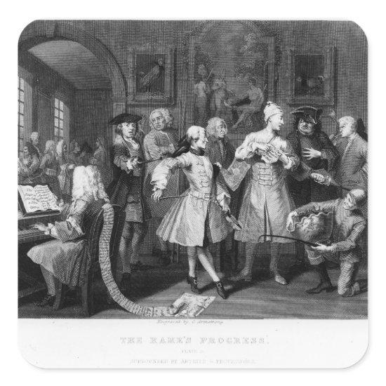 The Rake's Levee, plate II Square Sticker