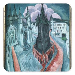 The Red Tower in Halle, 1915 Square Sticker