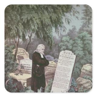 The Rev. John Wesley visiting his mother's grave Square Sticker