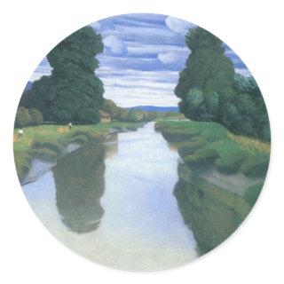 The River at Berville by Felix Vallotton, Fine Art Classic Round Sticker