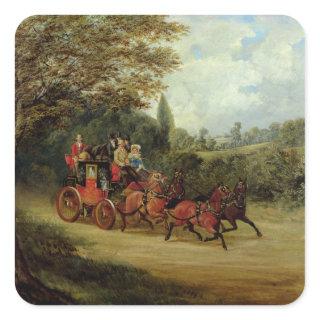 The Royal Mail Coach with Passengers (oil on canva Square Sticker