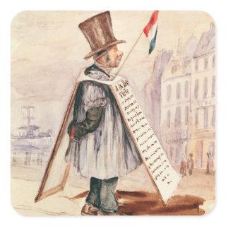 The Sandwich Board Man, Boulevard du Temple, 1839 Square Sticker