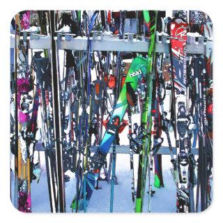 The Ski Party - Skis and Poles Square Sticker