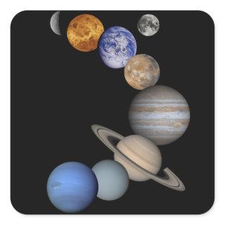 The solar system range our planets square sticker