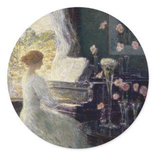 The Sonata by Frederick Childe Hassam Classic Round Sticker