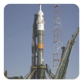 The Soyuz rocket is erected into position 2 Square Sticker