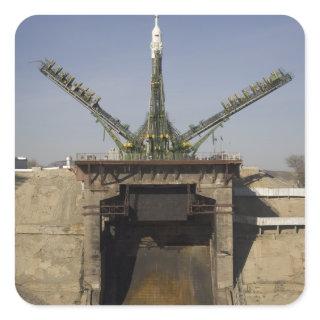 The Soyuz rocket is erected into position 3 Square Sticker
