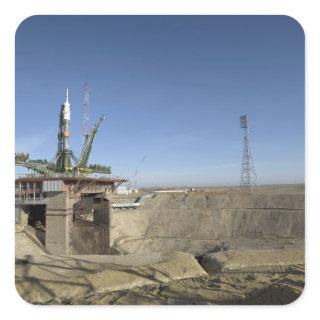 The Soyuz rocket is erected into position 5 Square Sticker