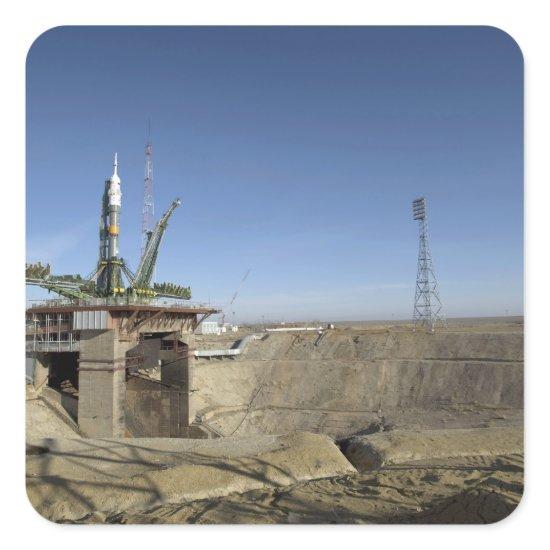 The Soyuz rocket is erected into position 5 Square Sticker