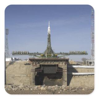 The Soyuz rocket is erected into position 6 Square Sticker
