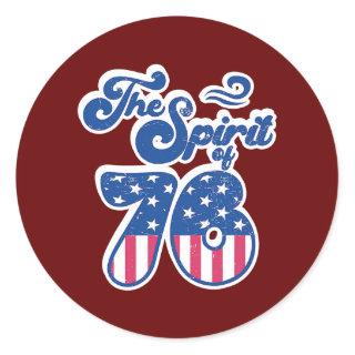The Spirit Of 76 Vintage Retro 4th of July Classic Round Sticker