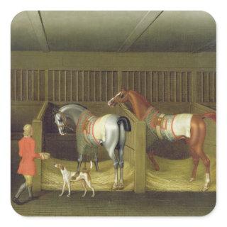 The Stables and Two Famous Running Horses belongin Square Sticker