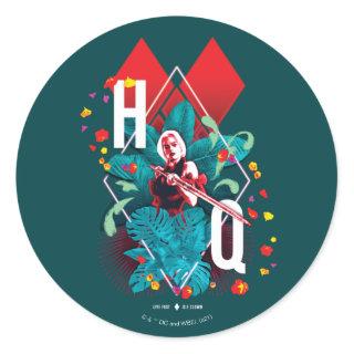 The Suicide Squad | Harley Quinn Floral Diamond Classic Round Sticker