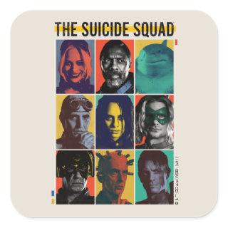 The Suicide Squad | Retro Grid With Harley Quinn Square Sticker