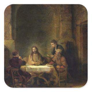 The Supper at Emmaus, 1648 (oil on panel) Square Sticker