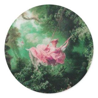 THE SWING  green pink Classic Round Sticker