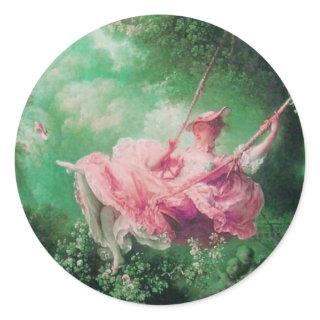 THE SWING  green pink Classic Round Sticker
