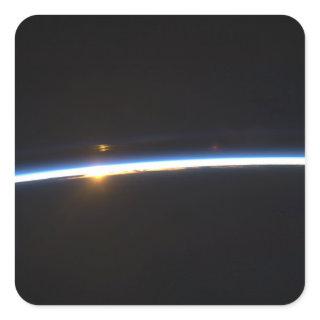 The thin line of Earth's atmosphere Square Sticker