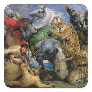 The Tiger Hunt, c.1616 Square Sticker