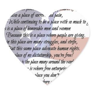 The USA Flag Poetry Art Poster Heart Sticker