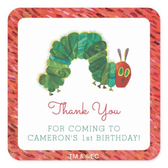 The Very Hungry Caterpillar Birthday | Thank You Square Sticker