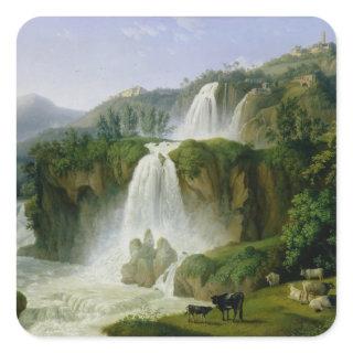 The Waterfall at Tivoli, 1785 Square Sticker