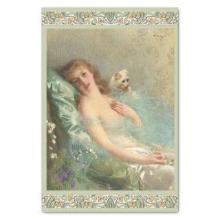 The White Cat by EVittorio Corcos, Decoupage  Tissue Paper