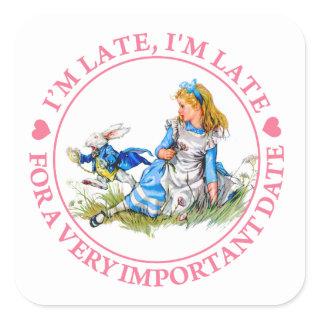 The White Rabbit Rushes By Alice In Wonderland Square Sticker
