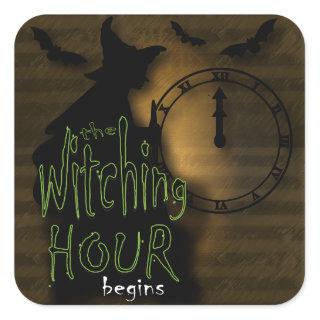 The Witching Hour Begins | Halloween Square Sticker