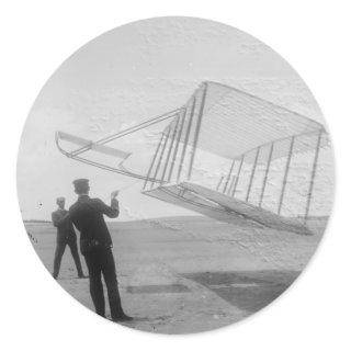 The Wright Brothers test flight Classic Round Sticker