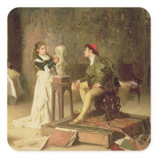 The Young Sculptress (oil on canvas) Square Sticker