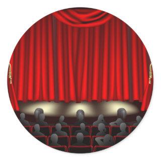 Theater with audience classic round sticker