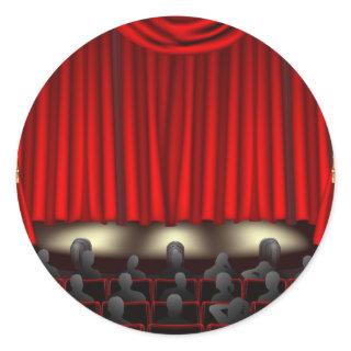 Theater with audience classic round sticker