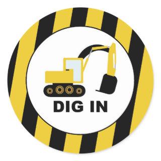 Thematic Party Construction and excavators Classic Round Sticker