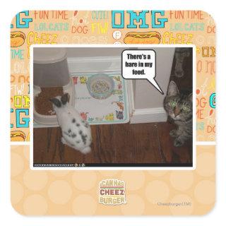 There's a hare in my food. square sticker