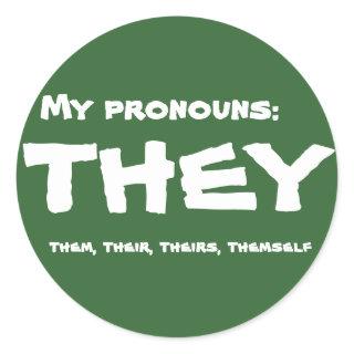 They or Custom Pronoun Classic Round Sticker