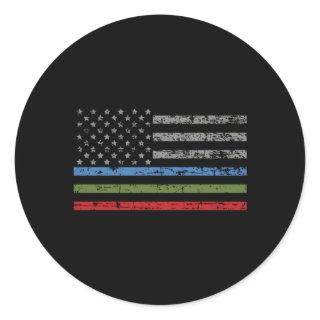 Thin Blue Green Red Line American Flag Support Classic Round Sticker