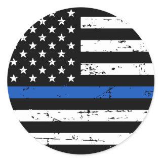 Thin Blue Line American Flag Police Classic Round Classic Round Sticker