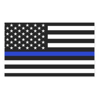 Thin Blue Line American Flag Rectangular Sticker