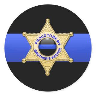 Thin Blue Line Deputy Badge Classic Round Sticker