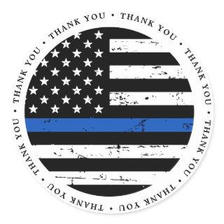 Thin Blue Line Flag Police Officer Thank You Class Classic Round Sticker
