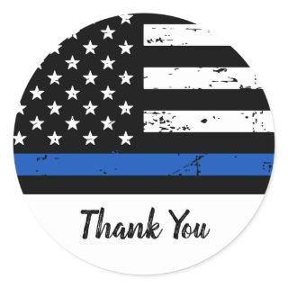 Thin Blue Line Flag Police Thank You Classic Round Classic Round Sticker