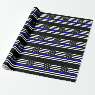 Thin Blue Line Graphic on a US American Flag