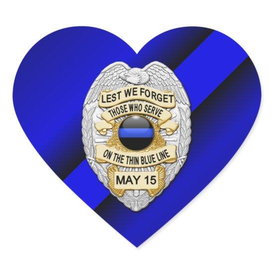 Thin Blue Line Heart Sticker