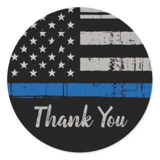 Thin Blue Line Police Law Enforcement Thank You Classic Round Sticker