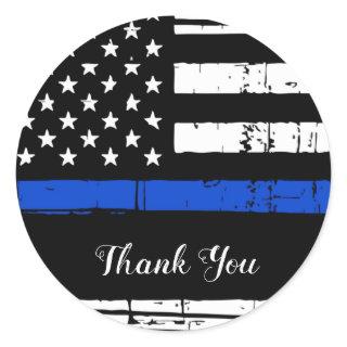 Thin Blue Line Police Officer Thank You Classic Round Sticker