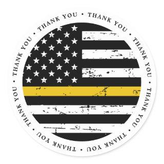 Thin Gold Line 911 Police Dispatcher Thank You Classic Round Sticker