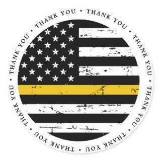 Thin Gold Line 911 Police Dispatcher Thank You Classic Round Sticker