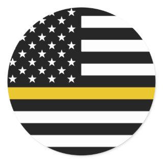 Thin Gold Line American Flag Classic Round Sticker